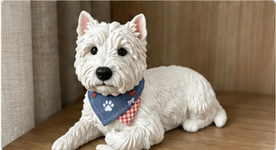 Free digital preview of the same white dog shown inside the online preview interface